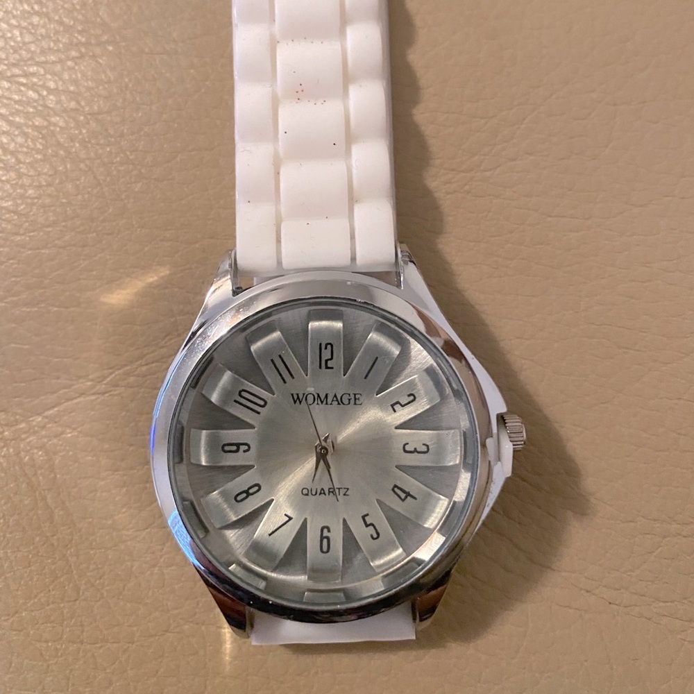 White Watch with Crystals
